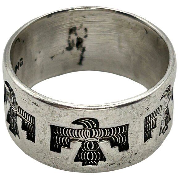 Vintage Bell Trading Post 925 Sterling Silver Navajo Thunderbird Ring - Size 8 - Picture 2 of 6